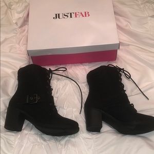 New without tags: Black heeled combat boots